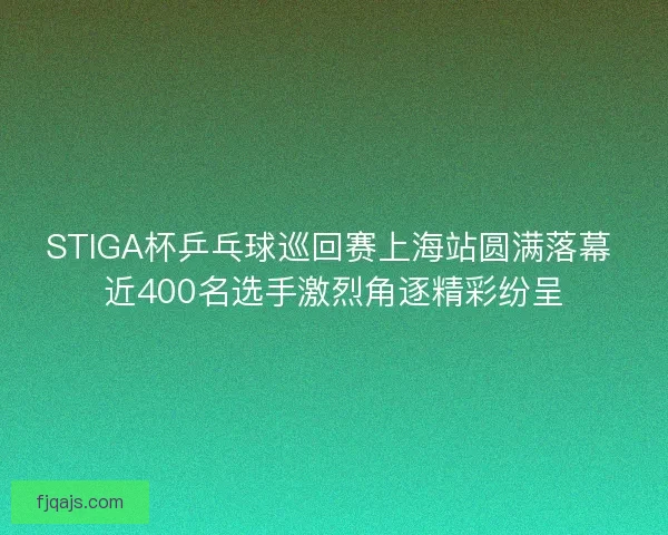 STIGA杯乒乓球巡回赛上海站圆满落幕 近400名选手激烈角逐精彩纷呈 STIGA杯乒乓球巡回赛上海站圆满落幕 近400名选手激烈角逐精彩纷呈